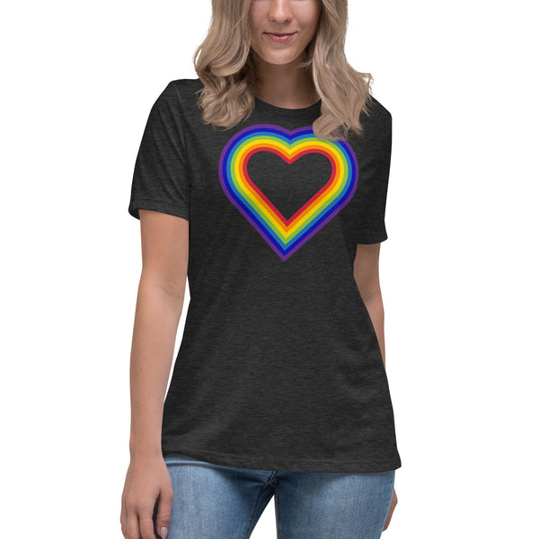 women's 'rainbow heart' silky soft premium t-shirt
